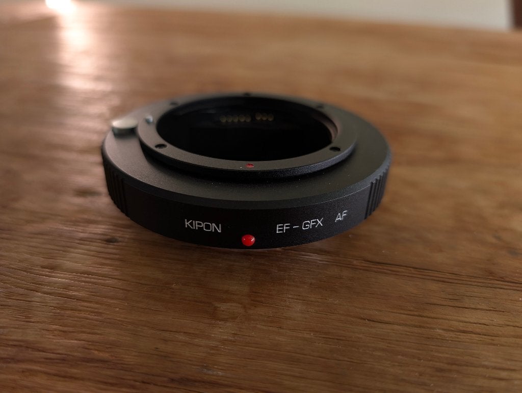 Kipon EF-GFX AF autofocus adapter Canon EF - Fujifilm GFX, Ophalen of Verzenden, Zo goed als nieuw, Autofocus