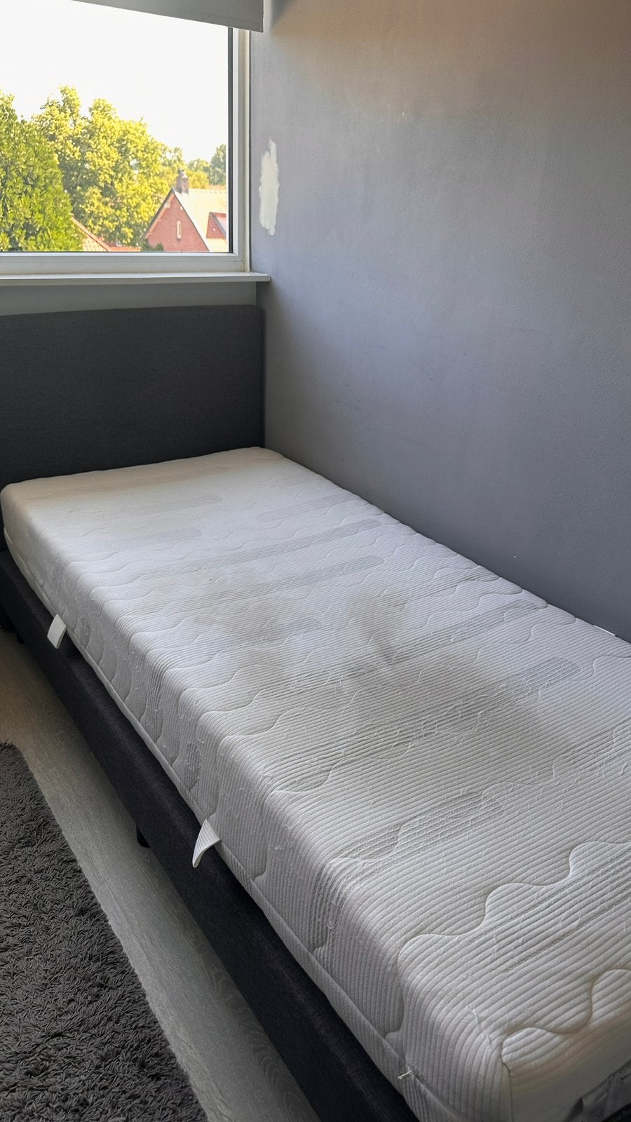 Beterbed boxspring grijs Ambra, Ophalen, Gebruikt, 90 cm, Eenpersoons