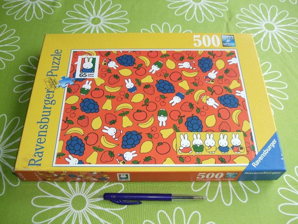 Fruitige Nijntje puzzel - 500 stukjes van Ravensburger, Ophalen of Verzenden, 500 t/m 1500 stukjes, Zo goed als nieuw, Legpuzzel