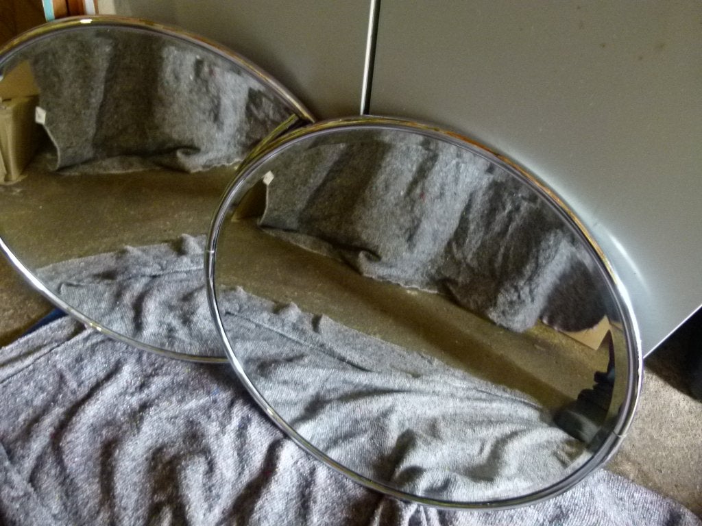 vintage spiegel Keuco chrome rand 1972 stukprijs, Ophalen, Rond, Zo goed als nieuw, Minder dan 100 cm