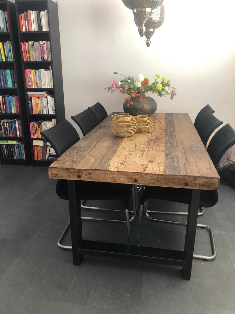 Robuuste eettafel, Huis en Inrichting, Ophalen, 200 cm of meer, 50 tot 100 cm, Zo goed als nieuw