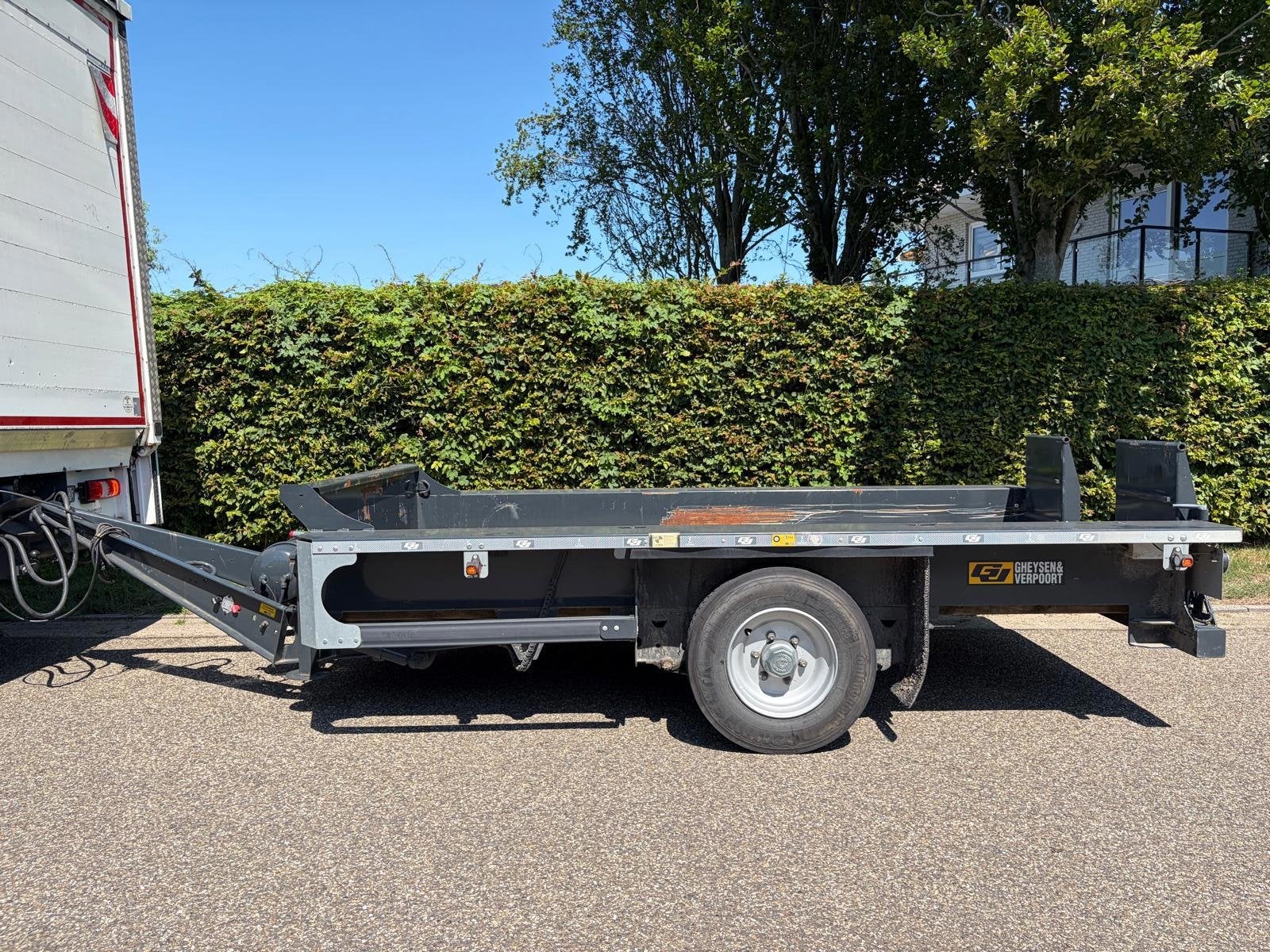 GHEYSEN & VERPOORT R1M PEB 6N AANHANGWAGEN DIEPLADER MET EEN, Auto's, Vrachtwagens, Overige brandstoffen, Bedrijf, Aanhangers en Opleggers