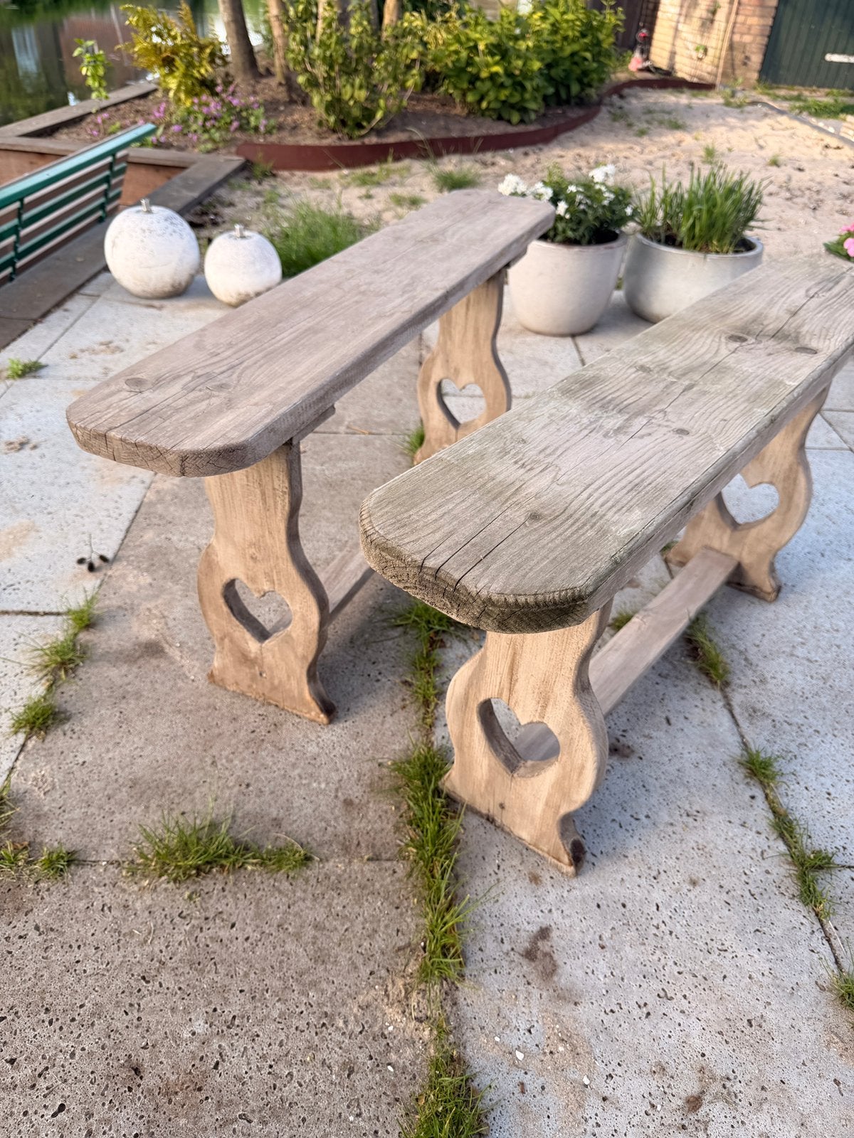 Houten bankjes, Ophalen, Gebruikt, Hout