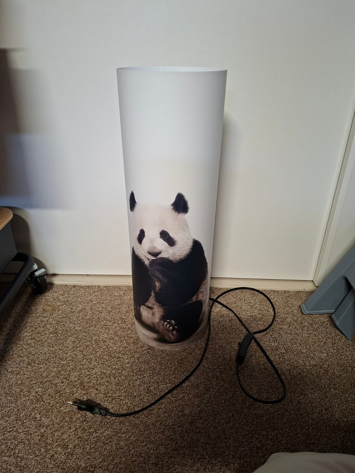 Mooie staande lamp met panda afbeelding, Wit, Ophalen of Verzenden, Zo goed als nieuw, Kinderlamp