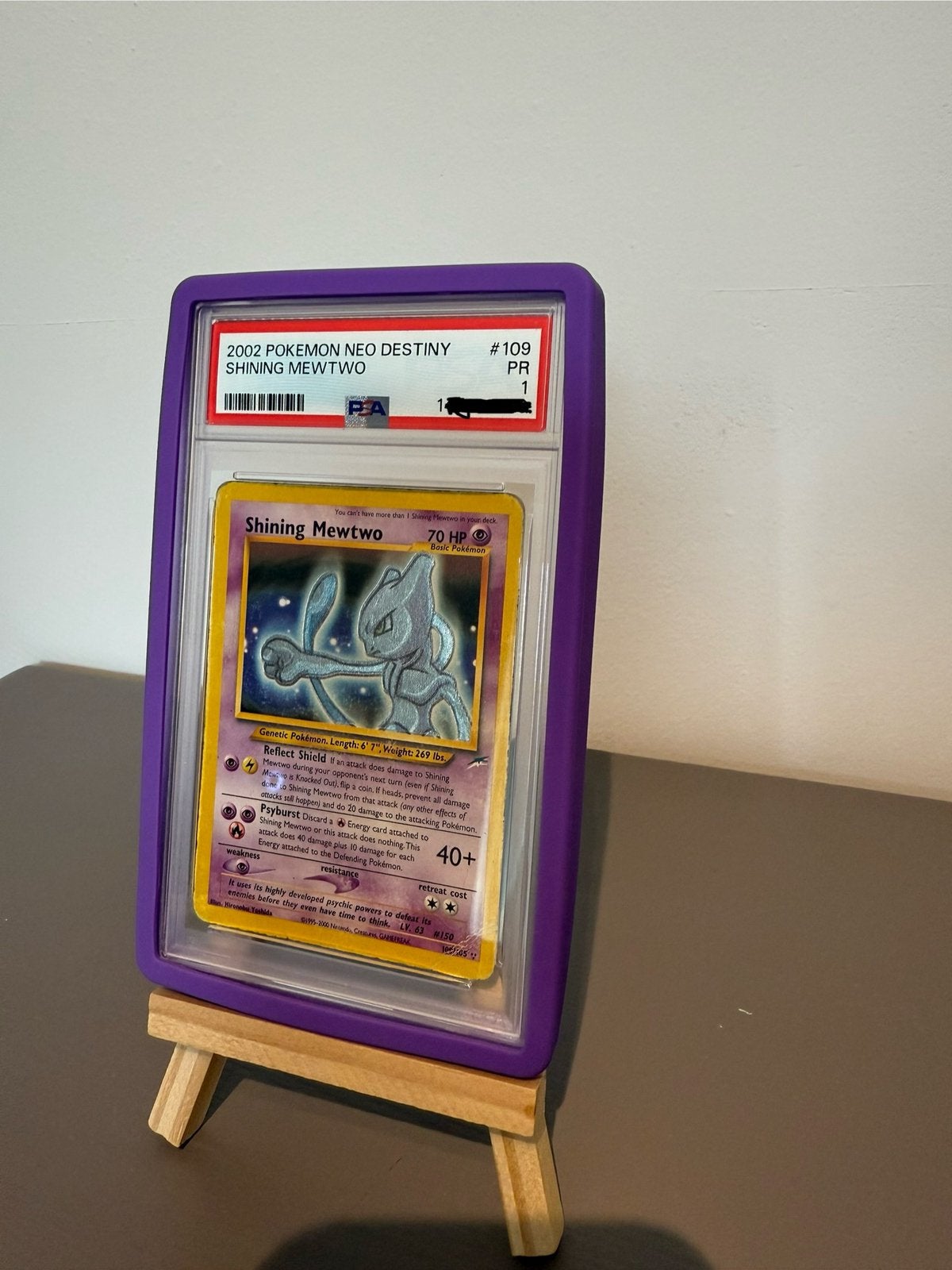 Shining mewtwo PSA 1 + guard, Hobby en Vrije tijd, Verzamelkaartspellen | Pokémon, Ophalen of Verzenden, Zo goed als nieuw