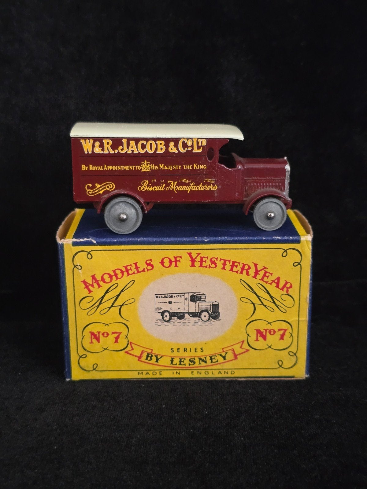 Lesney Matchbox nr Y7, 1918 Leyland Van 4-ton W&R Jacob & Co, Ophalen of Verzenden, Zo goed als nieuw, Bus of Vrachtwagen