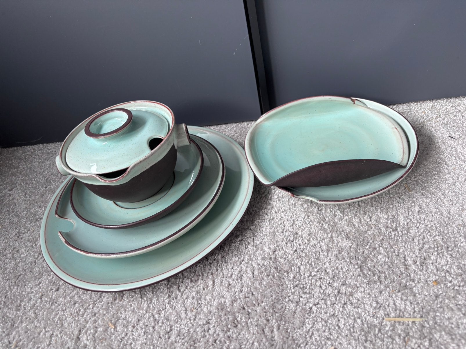 ZAALBERG HOLLAND SERVIES GROEN GLAZUUR VINTAGE, Antiek en Kunst, Ophalen of Verzenden