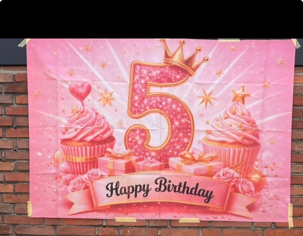 Spandoek verjaardag 5 jaar, Ophalen of Verzenden, Zo goed als nieuw, Versiering, Verjaardag