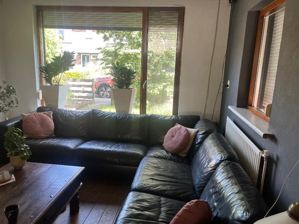Fijne relax bankstel van leer, Ophalen, 250 tot 300 cm, Gebruikt, Minder dan 75 cm