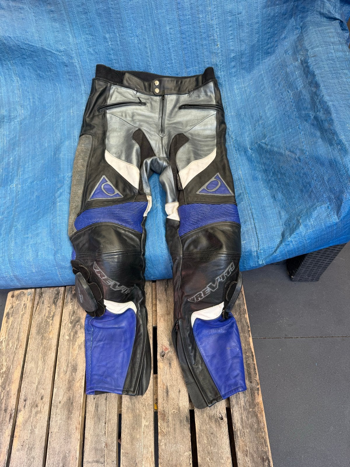 Rev'it! Leren Combipak - Zwart, Blauw, Wit, Ophalen, Tweedehands, Heren, Combipak