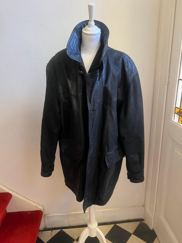 Yves Saint Laurent leren heren jas, Ophalen, Maat 48/50 (M), Zwart