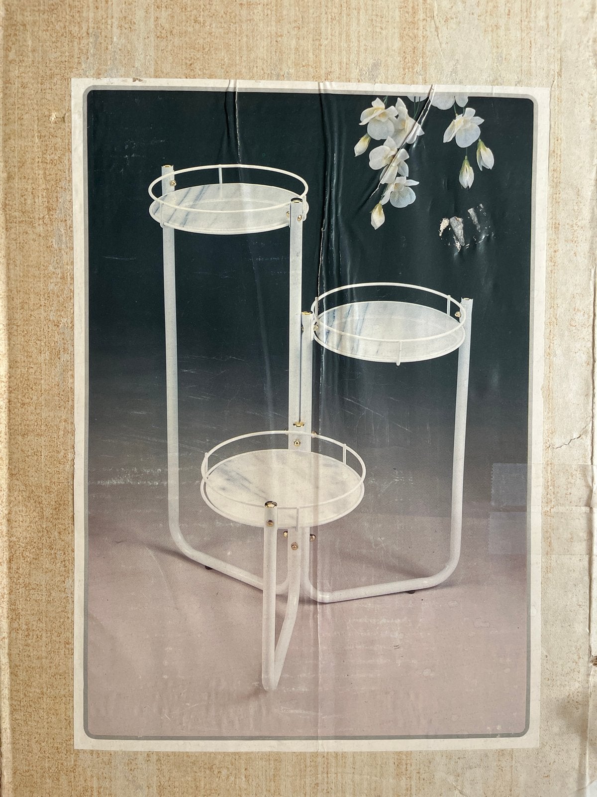 Etagère met 3 marmeren plateaus, Ophalen of Verzenden, Zo goed als nieuw, Modern, Wit