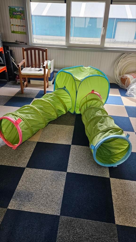 Speeltent met 2 speeltunnels opvouwbaar en koppelbaar groen, Ophalen of Verzenden, Zo goed als nieuw