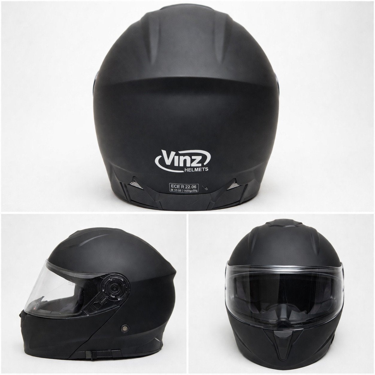 Vinz Integraalhelm Mat Zwart - Maat M, Motoren, Overige merken, M, Dames, Ophalen of Verzenden