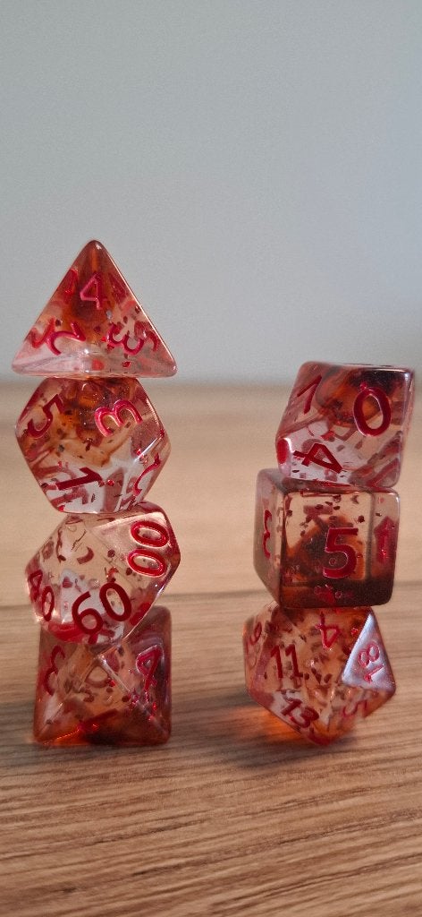 D&D Dobbelstenen Set Bloody Splatter Blood Red Swirl, Onbekend, Ophalen of Verzenden, Onbekend, Onbekend