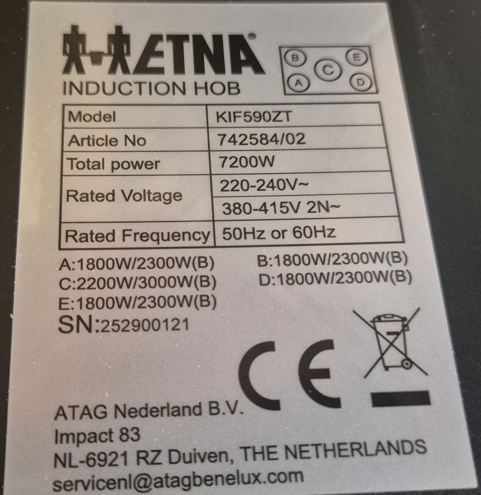 inductie kookplaat, Ophalen, Zo goed als nieuw, Inbouw, Inductie