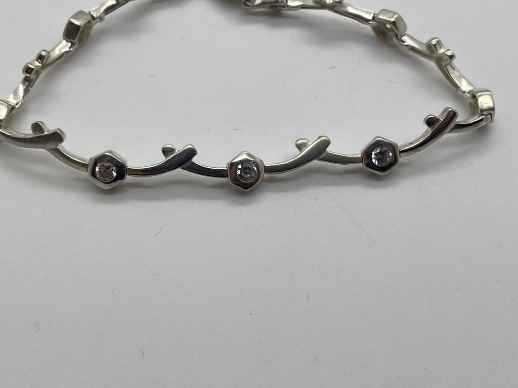 C868 Prachtige zilveren armband modernist, Sieraden, Tassen en Uiterlijk, Ophalen of Verzenden, X, Zilver, Zilver
