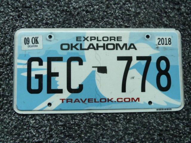 Kentekenplaat licenseplate Oklahoma Explore USA, Verzenden, Gebruikt, Auto's