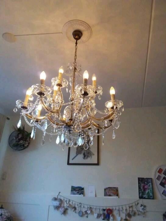 Grote kristallen maria theresa kroonluchter 12 lampen, Ophalen of Verzenden