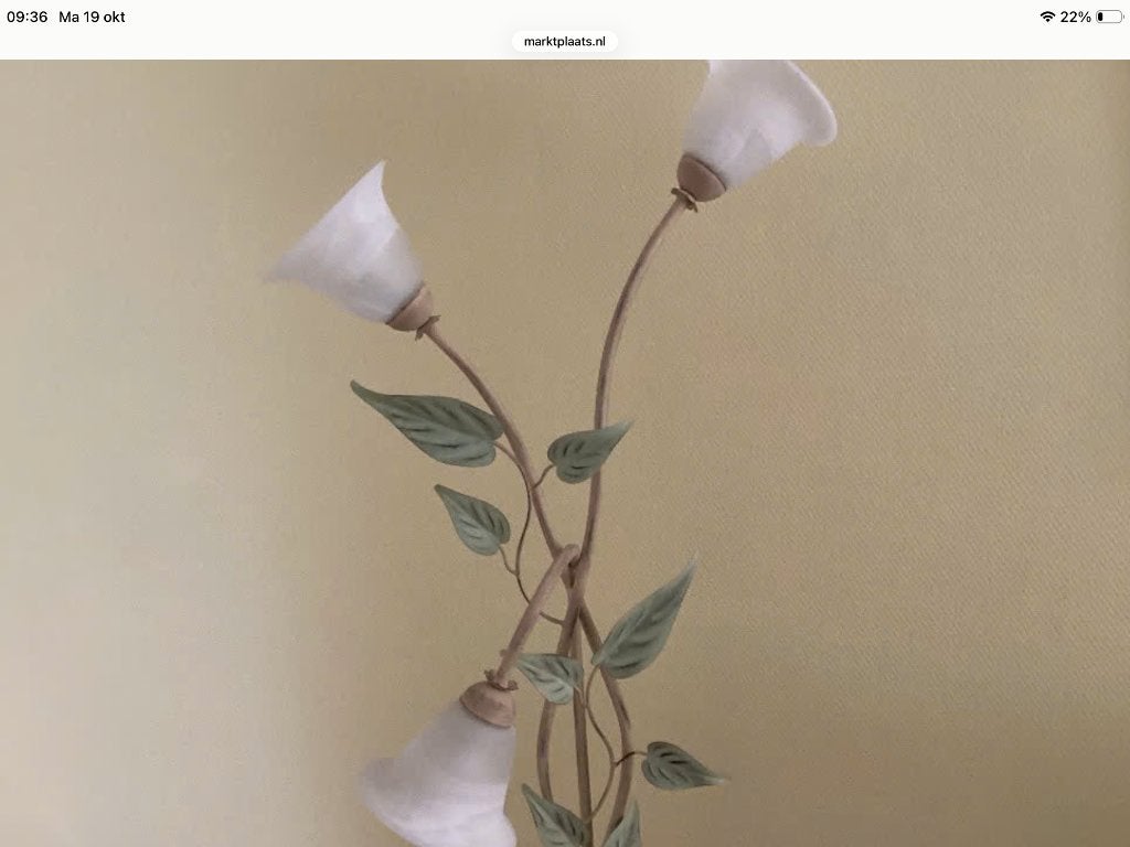 Italiaanse staande lamp met kelken en bladeren, Huis en Inrichting, Ophalen, Glas, 150 tot 200 cm
