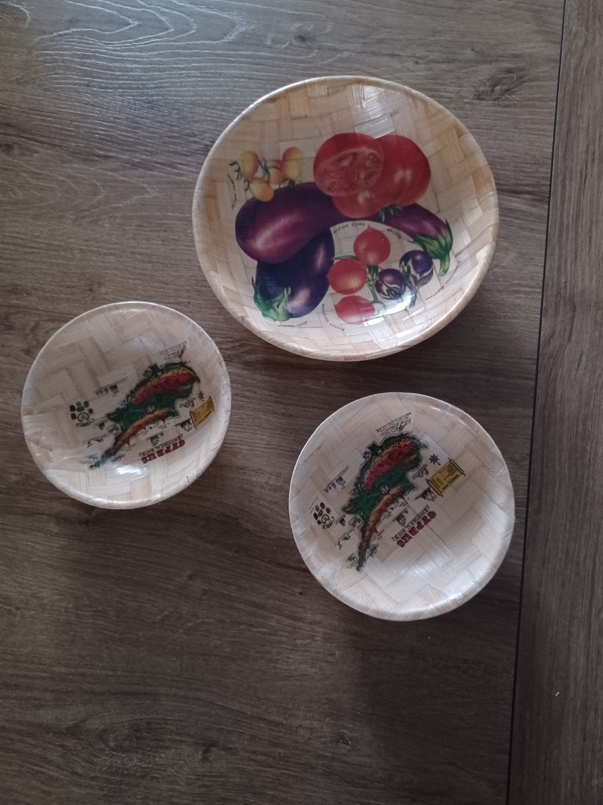Set van 3 decoratieve schalen met groenteprint, Huis en Inrichting, Keuken | Servies, Zo goed als nieuw, Schaal of Schalen, Overige stijlen