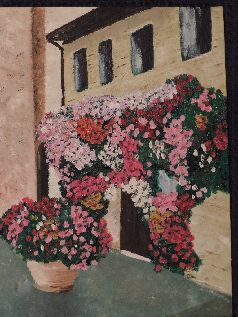 Bloemenpracht Wells Cathedral UK - olieverf 	  40   0, Minder dan 50 cm, Oorspronkelijke maker, Nieuw, Ophalen of Verzenden