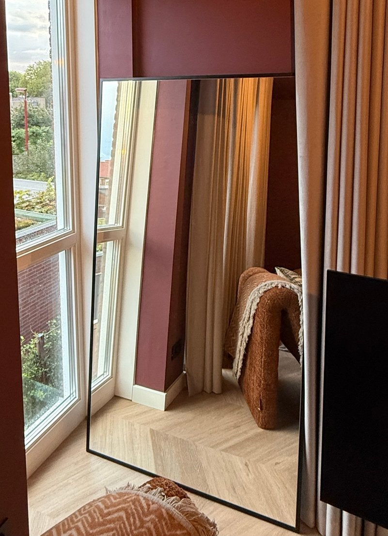 Grote Staande Spiegel 180x100 cm – Zwart, Nieuw, Ophalen of Verzenden, 100 tot 125 cm, 150 tot 200 cm