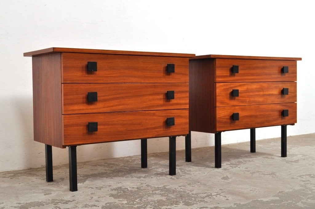 Vintage ladekastjes teak nachtkastjes set jaren 50