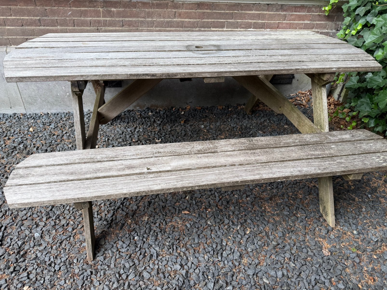 Gratis Picknick tafel 160x140, Ophalen, Zo goed als nieuw, Rechthoekig, Hout