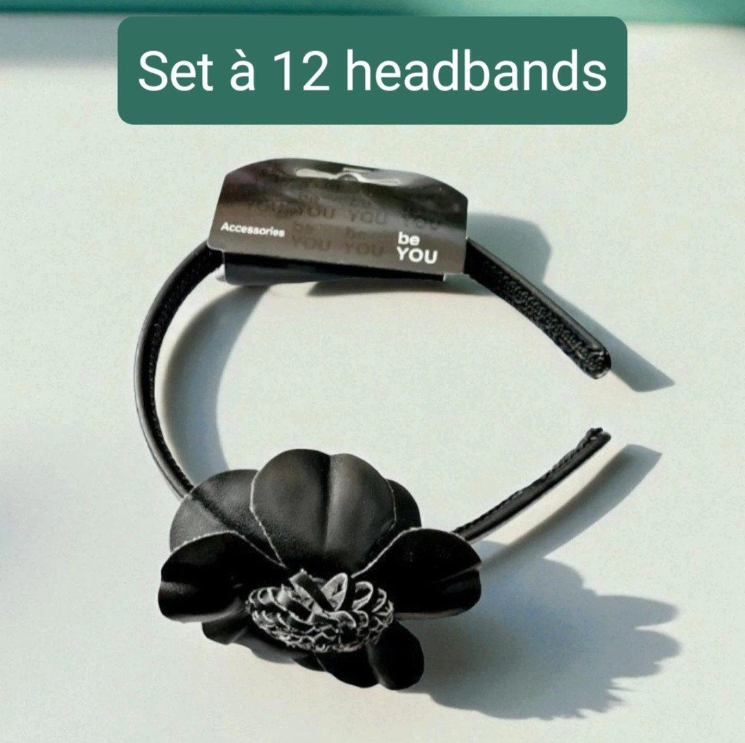 Set à 12 stuks Haarband  met PU Leder Big Flower corsage, Verzenden, Nieuw, Haarspeld
