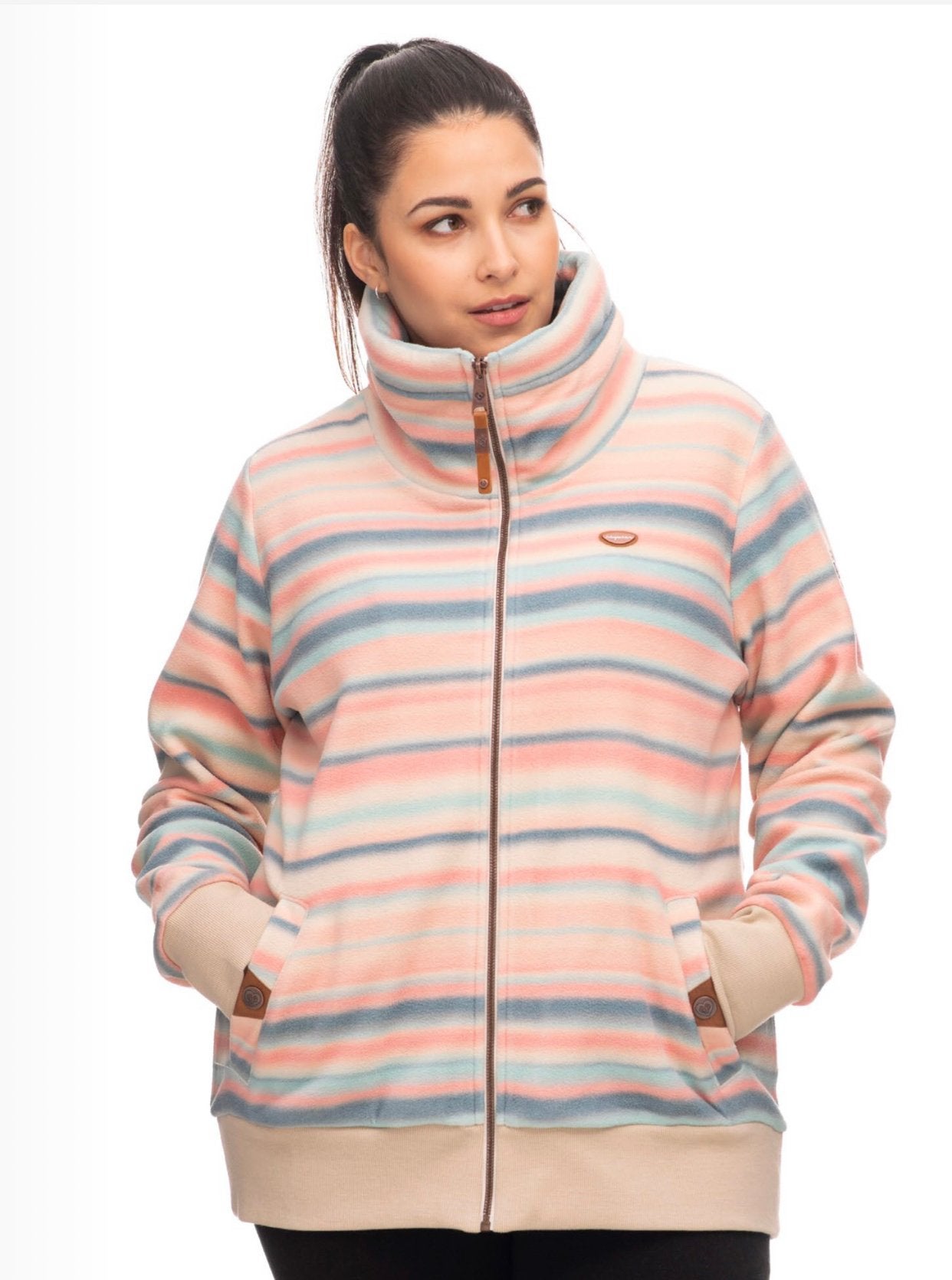 Ragwear vegan plus size vest RYLIE ZIP roze streep mt 50, Ragwear, Ragwear, Trui of Vest, Nieuw