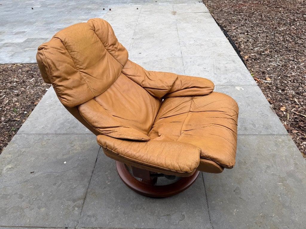 Relax zetel Ekornes Stressless in leder, Ophalen, Gebruikt, 75 tot 100 cm, Leer