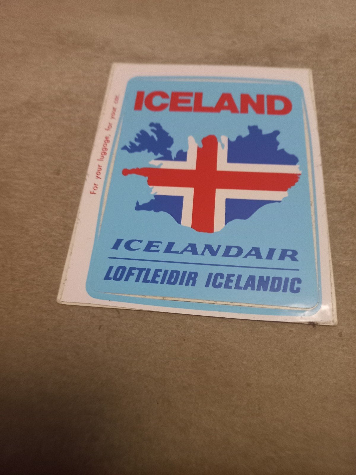 Vintage Icelandair Bagagelabel - IJsland Kaart Vlag, Ophalen of Verzenden, Gebruikt, Overige typen