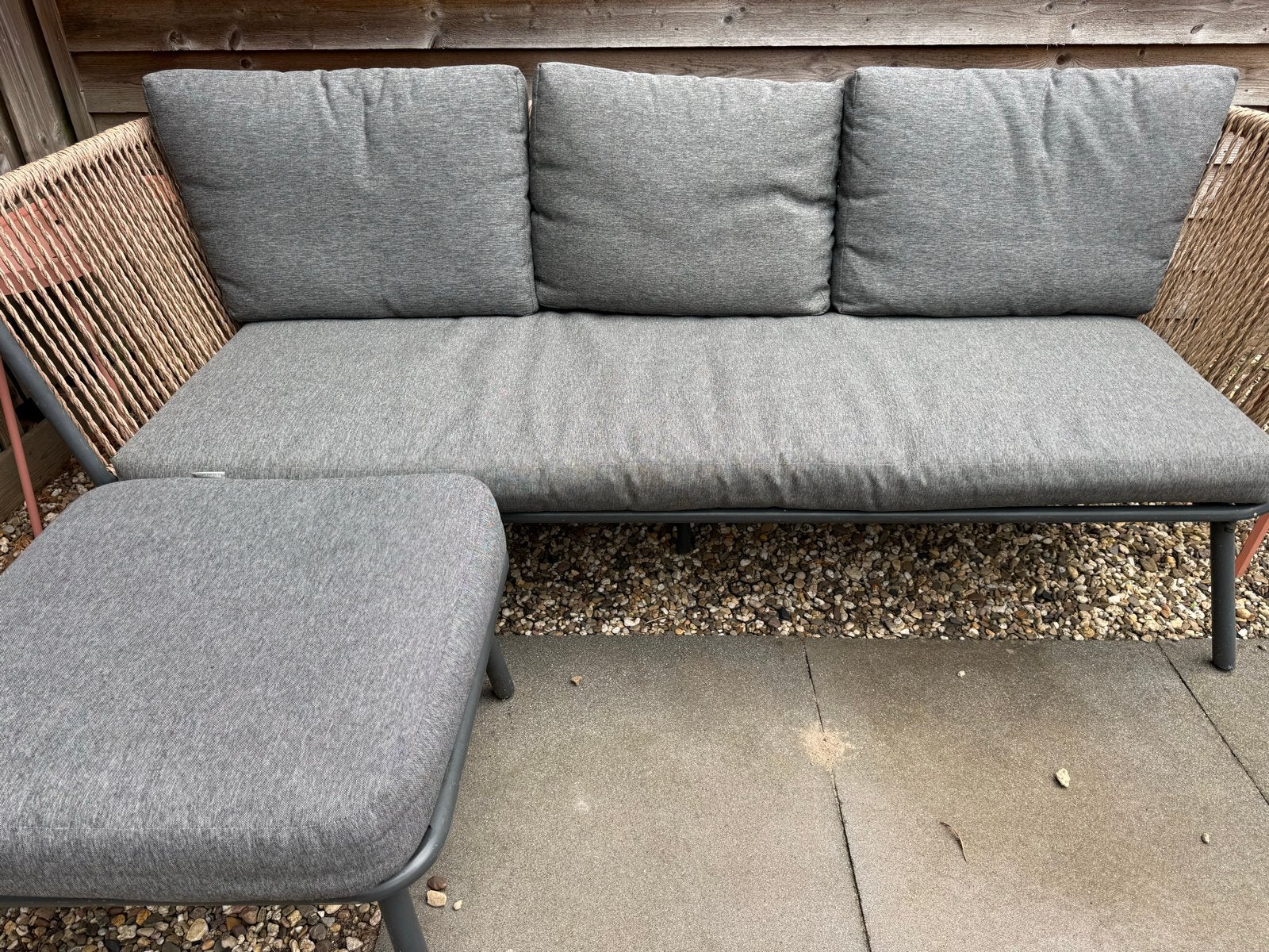 Intratuin Iris 3-zits loungebank met chaise longue, Tuin en Terras, Ophalen, 3 zitplaatsen, Zo goed als nieuw, Loungeset
