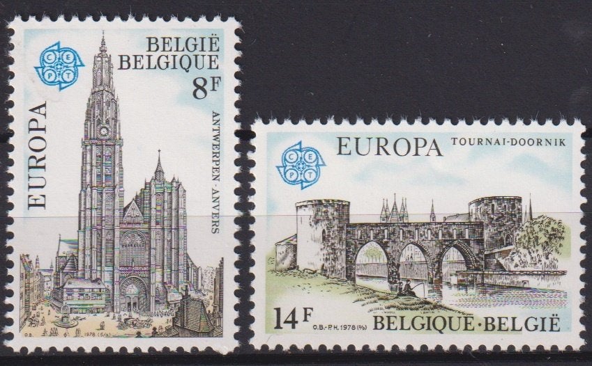 Belgie 1978 EUROPA Antwerpen kerk Doornik brug, Verzenden, Postfris, Plaats of Gebouw