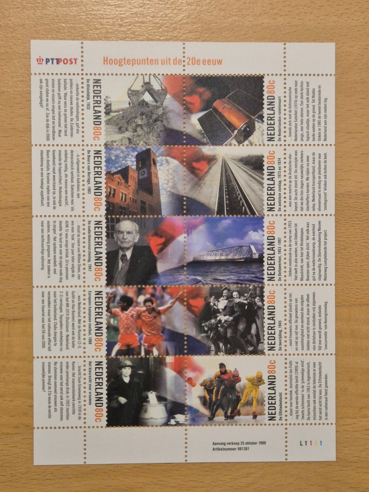 Nederland 1999 hoogtepunten van de 20e eeuw, Postzegels en Munten, Postzegels | Nederland, Ophalen of Verzenden, Na 1940, Postfris