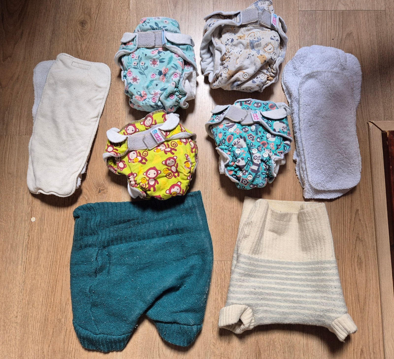4 voorgevormde Wasbare luiers voor de nacht en 2 wolbroekjes, Ophalen of Verzenden, Jongetje of Meisje