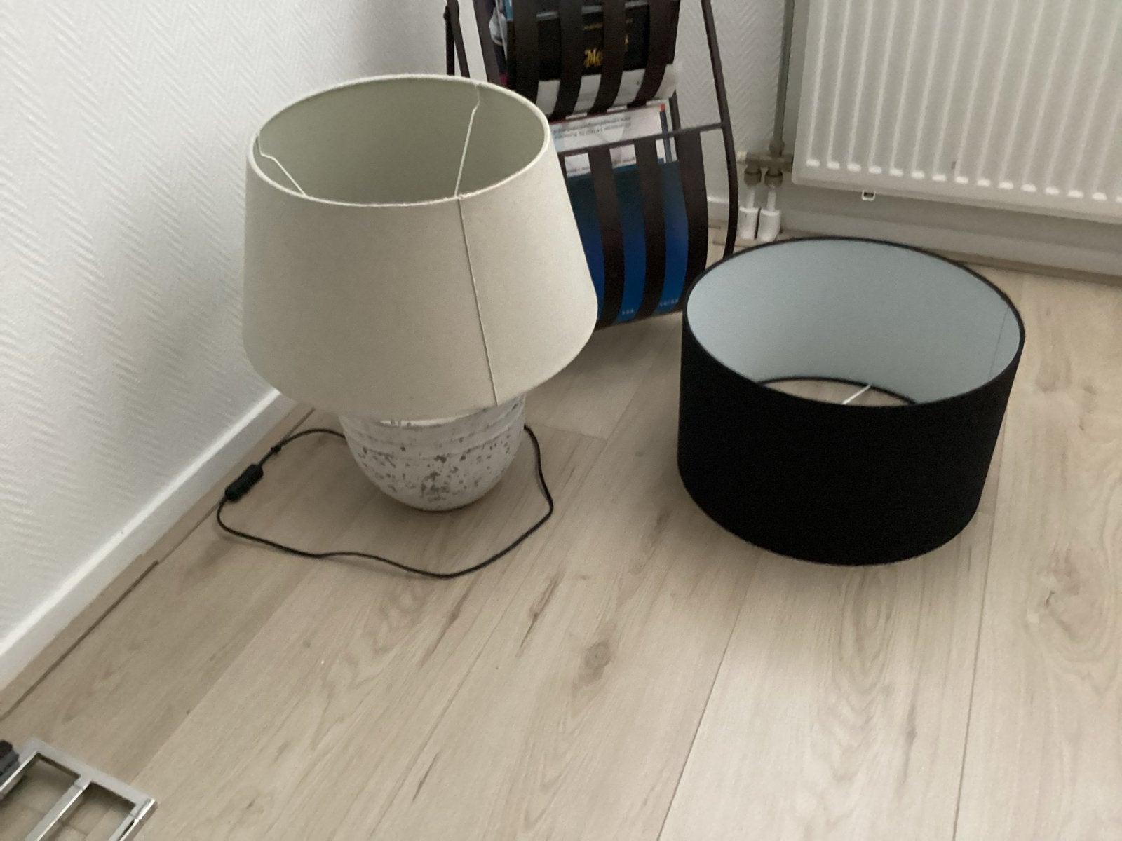 Kruiklamp met 2 kappen, Huis en Inrichting, Lampen | Tafellampen, Zwart, Ophalen, Gebruikt