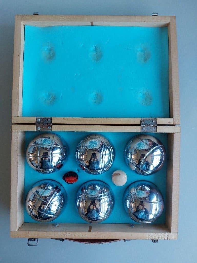 6 Jeu de Boules ballen in kistje, Ophalen of Verzenden, Zo goed als nieuw