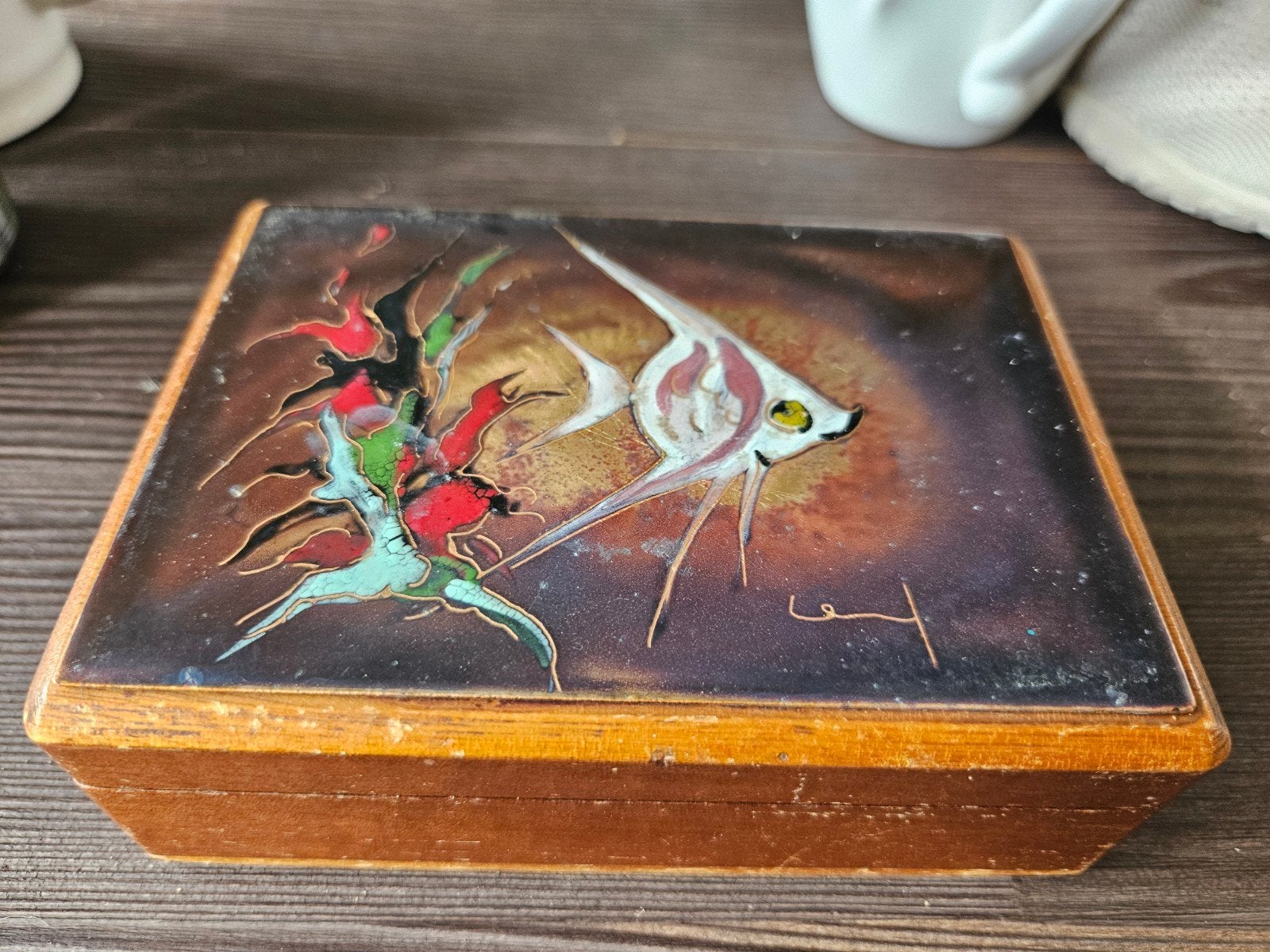 Mid-Century emaille op koper doosje, Antiek en Kunst, Ophalen of Verzenden
