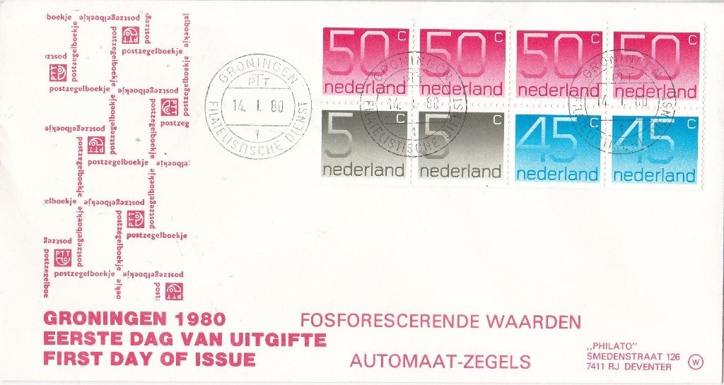 Postzegelboekje 25 – FDC – 14 januari 1980, Verzenden, Onbeschreven, Nederland