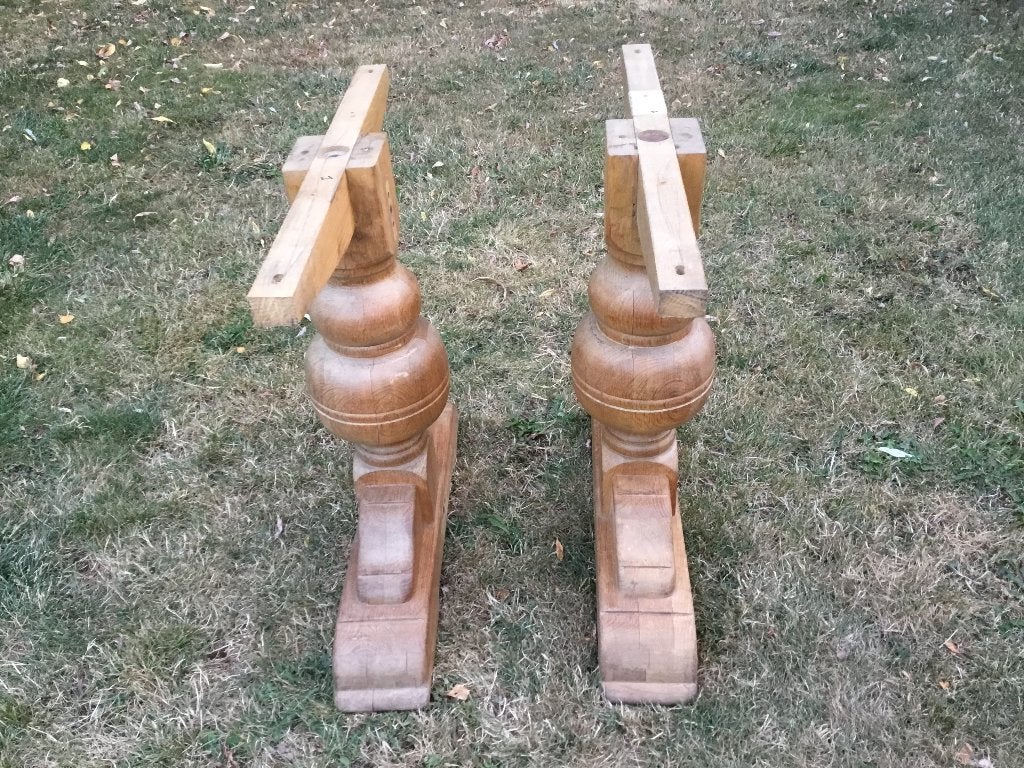 Massief Eikenhouten Tafelpoten, Huis en Inrichting, Tafelpoot, Gebruikt, 50 tot 100 cm, Eikenhout