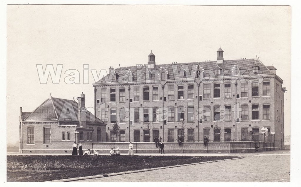 Langnekstraat Uloschool 1908 / 3 grote oude foto's Den Haag, Gebruikt, Foto, Ophalen of Verzenden, Gebouw
