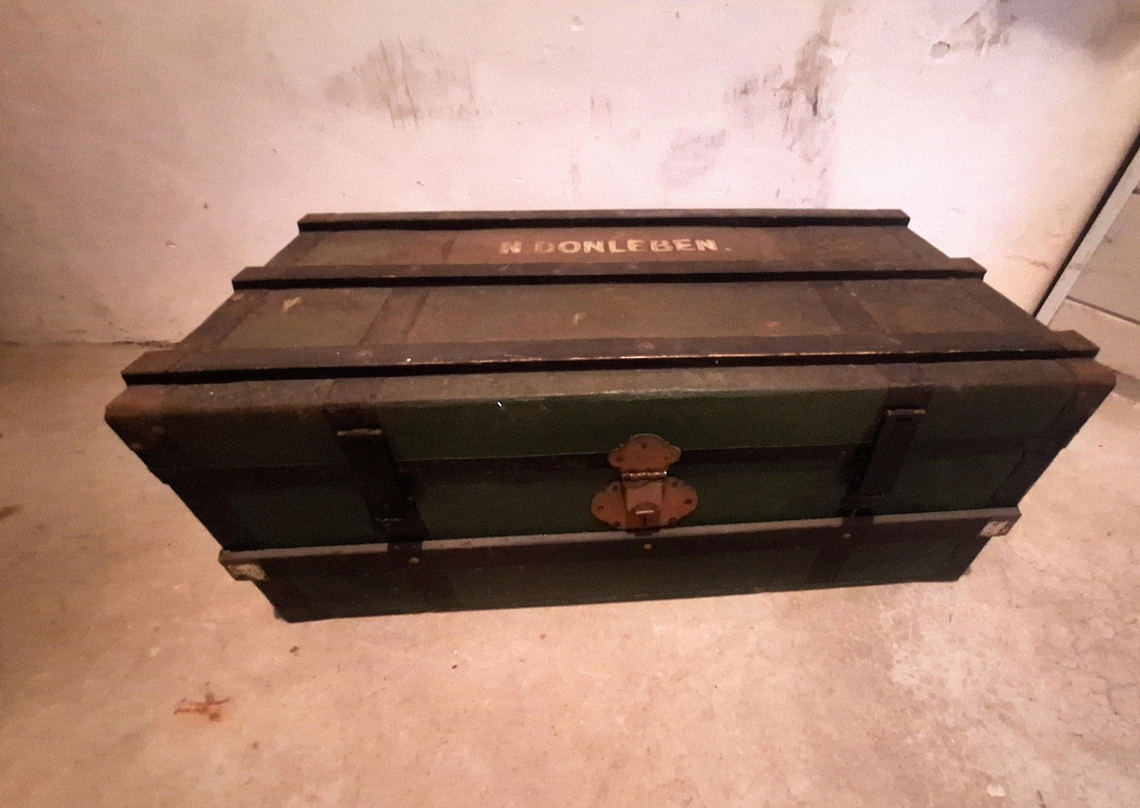 Vintage originele groene legerkist, Ophalen, Zo goed als nieuw, 50 tot 100 cm, Minder dan 50 cm