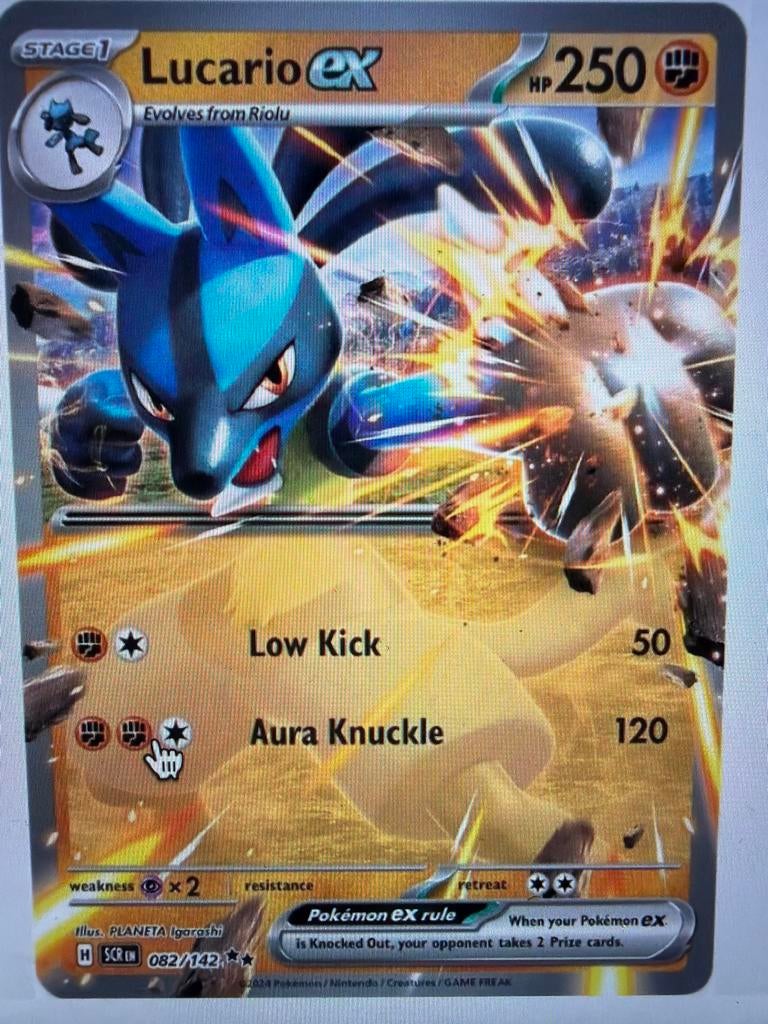 Lucario ex Pokémon kaart, Ophalen of Verzenden, Zo goed als nieuw, Losse kaart, Foil