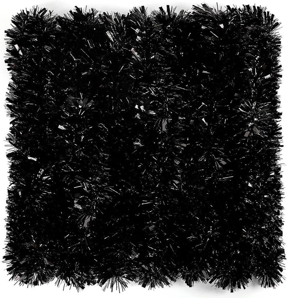 LOMIMOS 10 m lametta kerstboom, breedte 9 cm, zwart, Ophalen of Verzenden, Nieuw