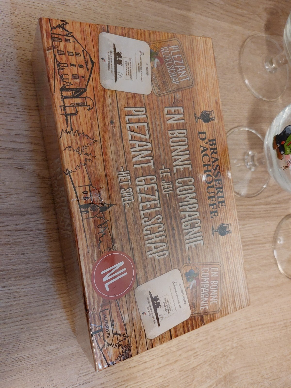 Chouffe glazen + spel plezant gezelschap, Ophalen of Verzenden