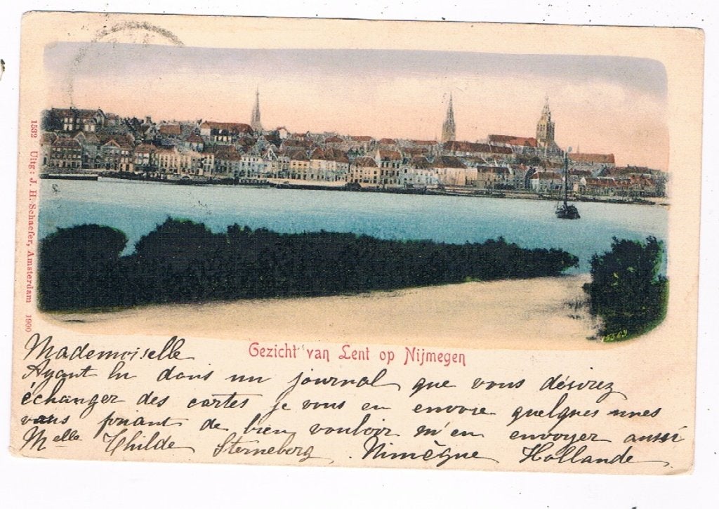 160 / NIJMEGEN : Gezicht van Lent op Nijmegen, Verzamelen, Ansichtkaarten | Nederland, Verzenden, Voor 1920, Gelopen, Gelderland