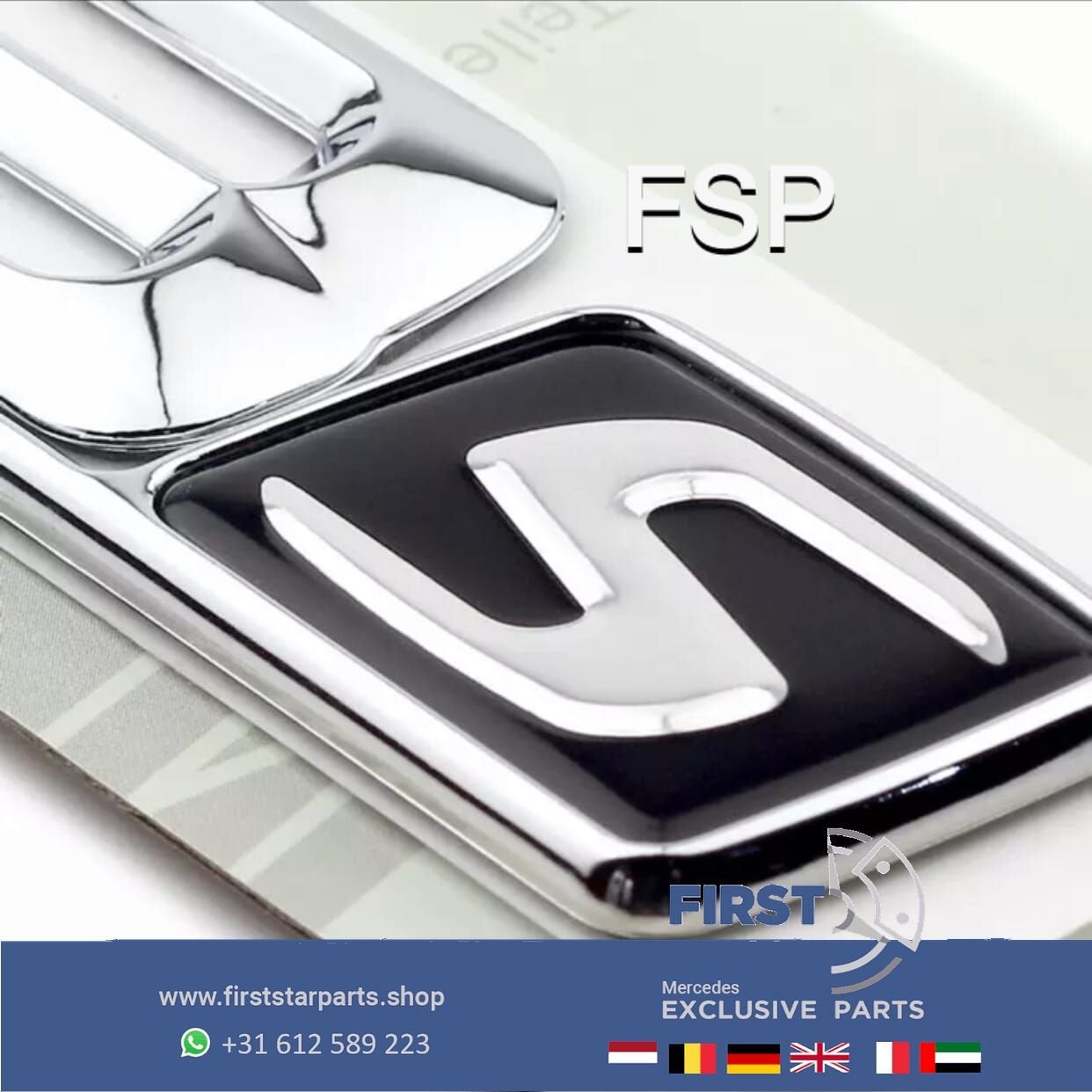 W205 C205 A205 S205 C63S EMBLEEM CHROOM LOGO Mercedes C Klas, Gebruikt, -, Ophalen of Verzenden, Achter