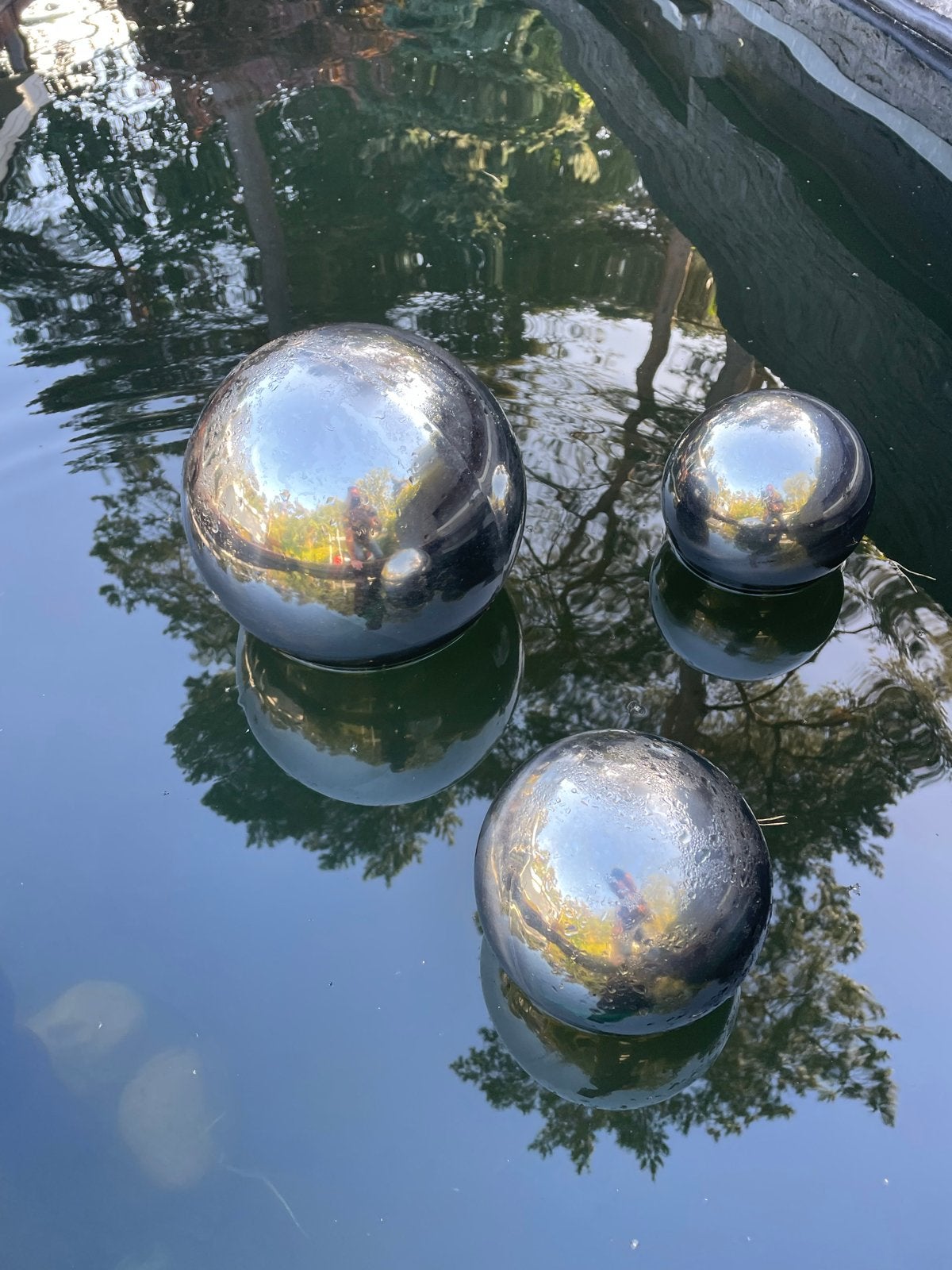 Zilveren vijver decoratie ballen - set van 3, Ophalen, Gebruikt